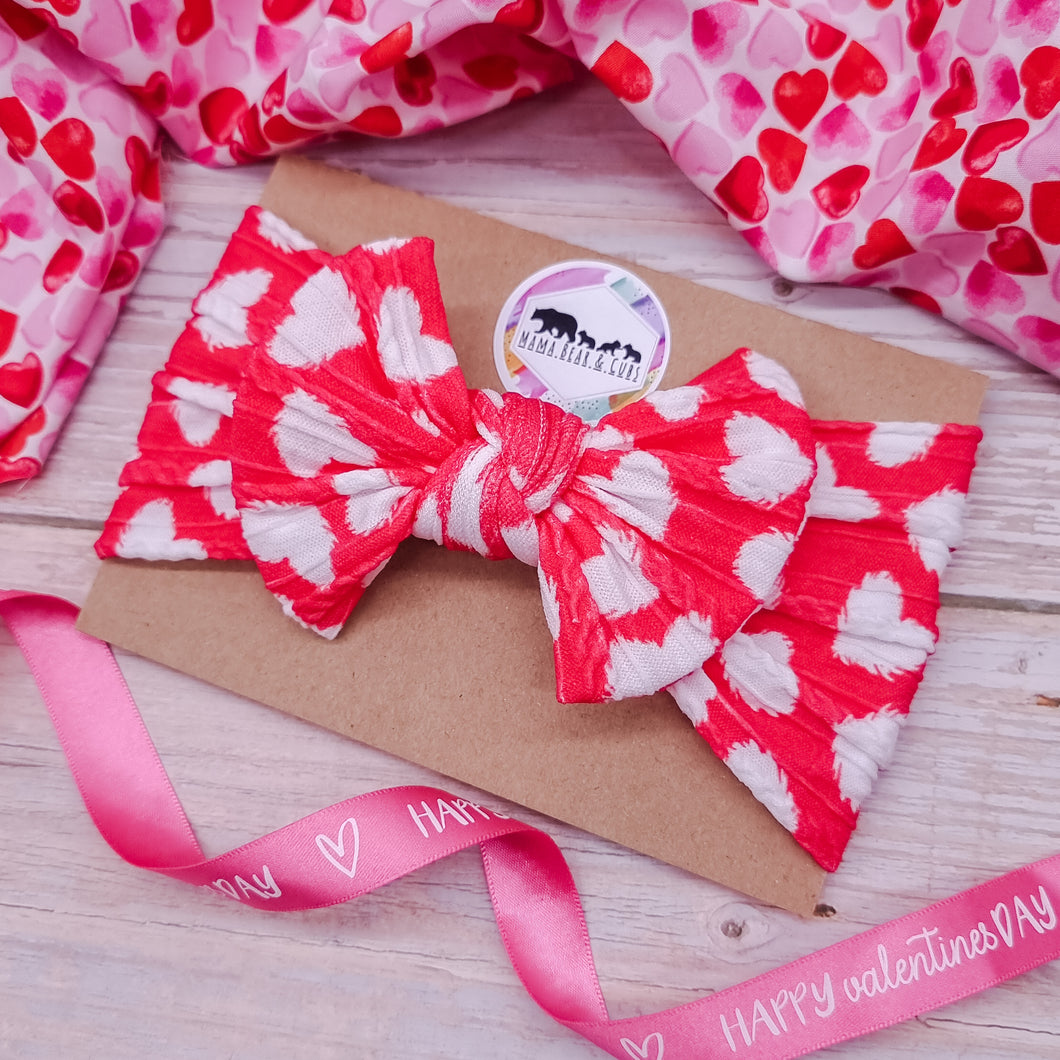 Fluffy Hearts Bow Headband