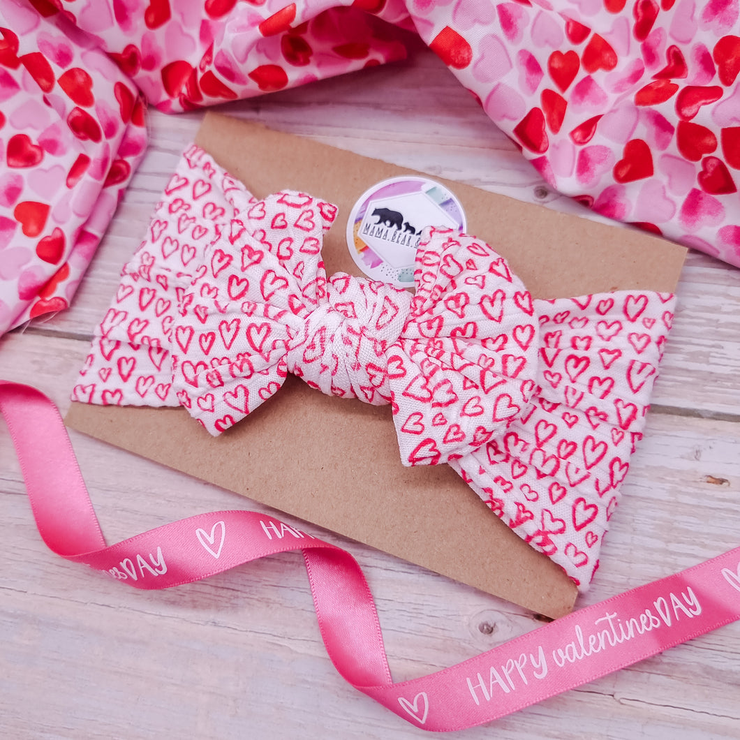 Red Hearts Bow Headband