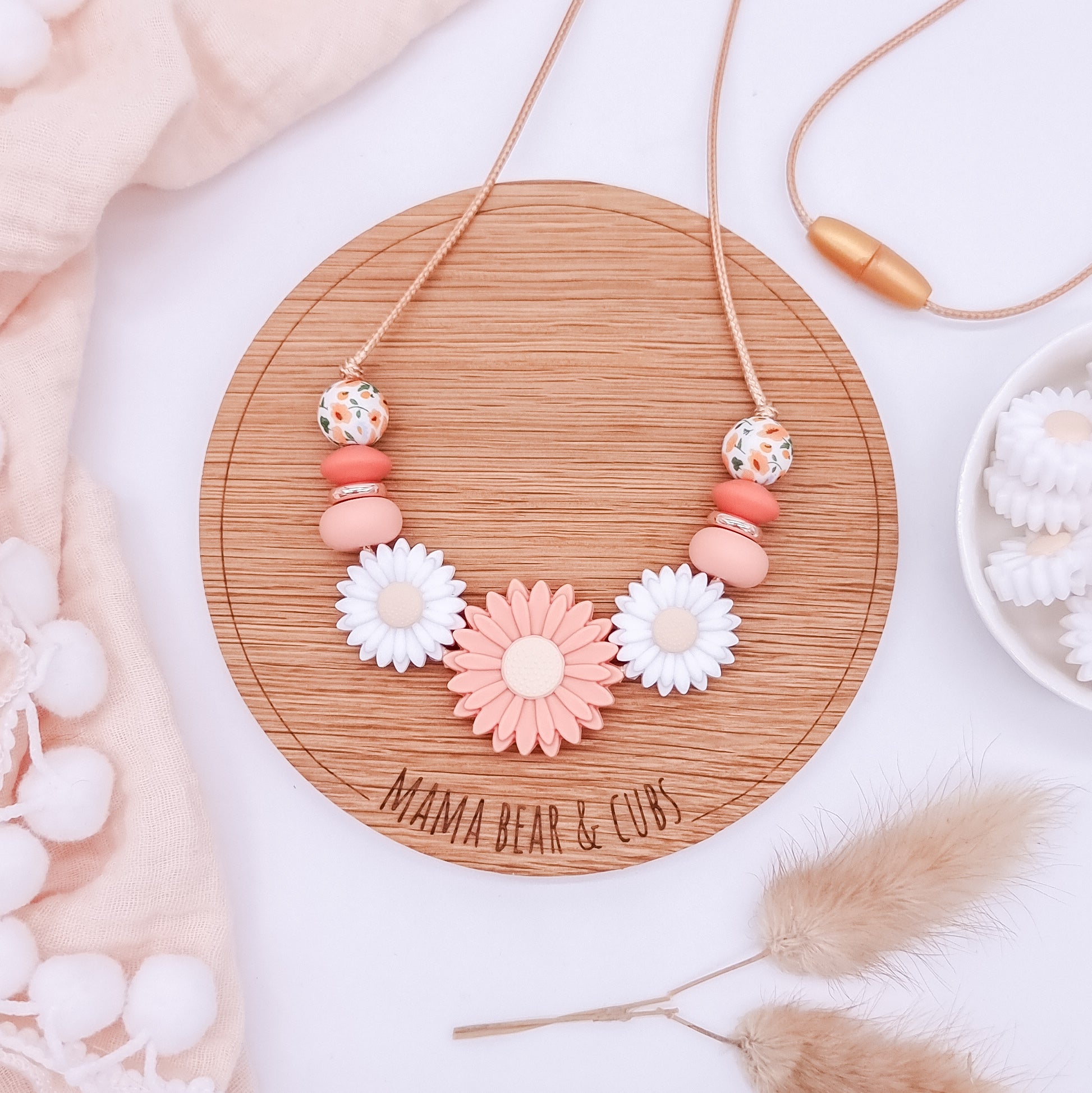 Breastfeeding Teething Necklace Peachy Blossom