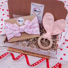 Load image into Gallery viewer, Polka Hearts Bow Headband
