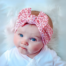 Load image into Gallery viewer, Red Hearts Bow Headband
