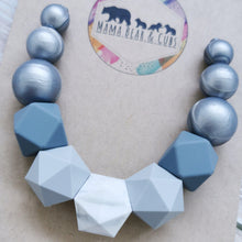 Load image into Gallery viewer, Eira marble silver silicone teething necklace &amp; breastfeeding necklace from mama bear and cubs
