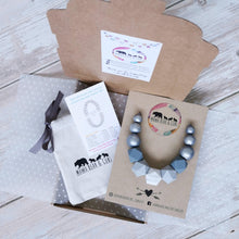 Load image into Gallery viewer, Eira marble silver silicone teething necklace &amp; breastfeeding necklace from mama bear and cubs
