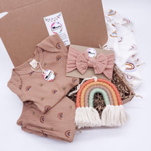 Load image into Gallery viewer, Rainbow Ribbed Set, Bow &amp; Macrame - Mama Bear and Cubs ltd
