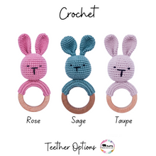 Load image into Gallery viewer, Crochet Rattle Bunny Teether
