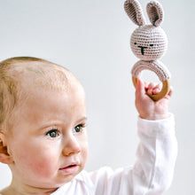 Load image into Gallery viewer, Crochet Rattle Bunny Teether
