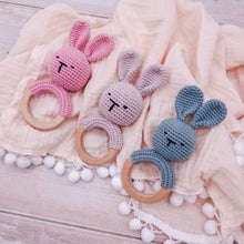 Load image into Gallery viewer, Crochet Rattle Bunny Teether
