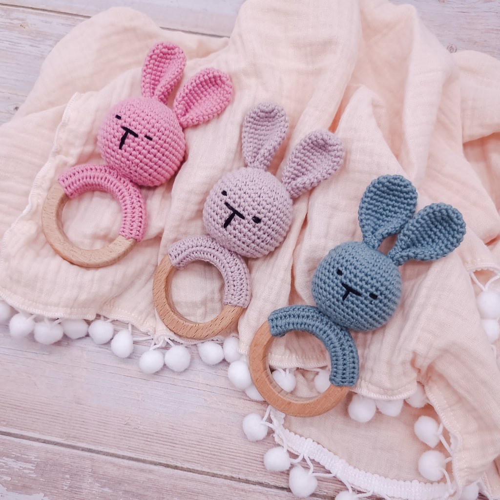 Crochet Rattle Bunny Teether