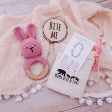 Load image into Gallery viewer, Crochet Rattle Bunny Teether
