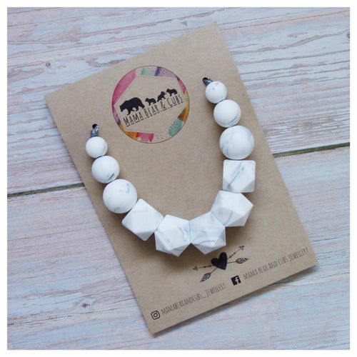 ceres marble silicone teething necklace & breastfeeding necklace from mama bear and cubs
