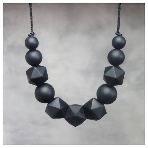 black baby silicone teething necklace & breastfeeding necklace from mama bear and cubs