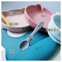 Load image into Gallery viewer, Baby silicone weaning set suction bowl and suction plate and silicone spoon and silicone bib baby tableware from mama bear and cubs
